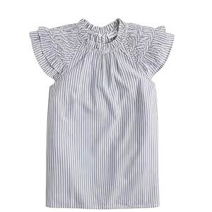J.Crew Striped Flutter-Sleeve Blouse Womens‎ Size M NWT